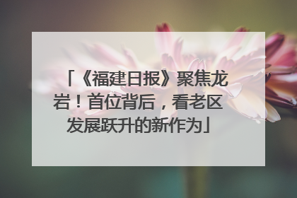 《福建日报》聚焦龙岩！首位背后，看老区发展跃升的新作为