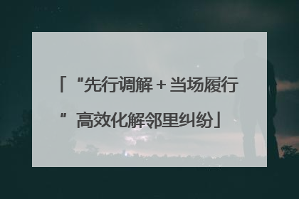 “先行调解＋当场履行”高效化解邻里纠纷