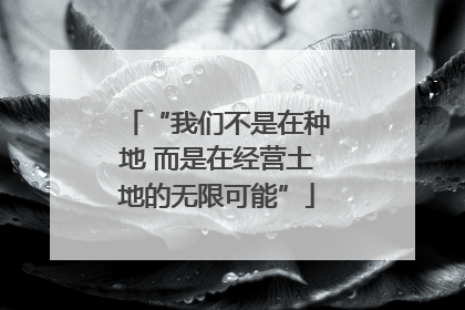 “我们不是在种地 而是在经营土地的无限可能”