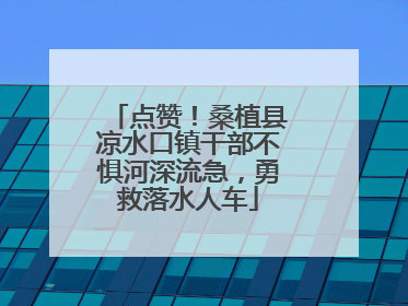 点赞！桑植县凉水口镇干部不惧河深流急，勇救落水人车