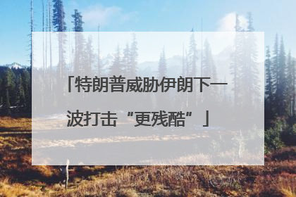 特朗普威胁伊朗下一波打击“更残酷”
