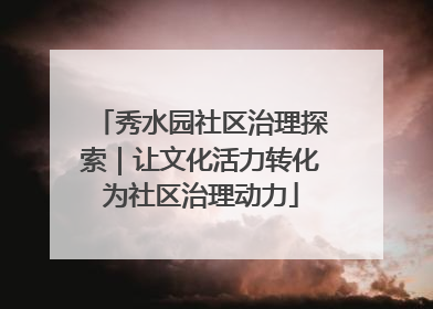 秀水园社区治理探索｜让文化活力转化为社区治理动力