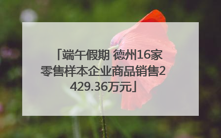 端午假期 德州16家零售样本企业商品销售2429.36万元