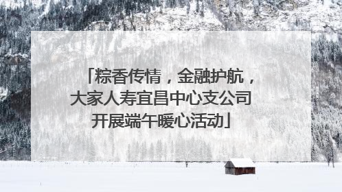 粽香传情，金融护航，大家人寿宜昌中心支公司开展端午暖心活动
