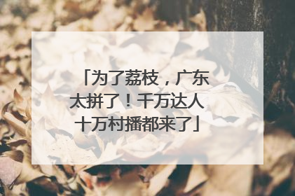 为了荔枝，广东太拼了！千万达人十万村播都来了