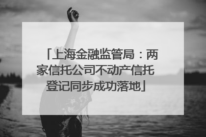 上海金融监管局：两家信托公司不动产信托登记同步成功落地