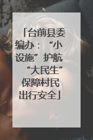 台前县委编办：“小设施”护航“大民生” 保障村民出行安全