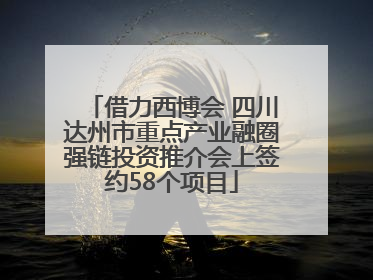 借力西博会 四川达州市重点产业融圈强链投资推介会上签约58个项目