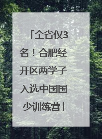 全省仅3名！合肥经开区两学子入选中国国少训练营