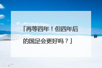 再等四年！但四年后的国足会更好吗？