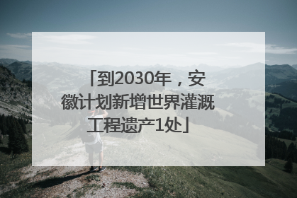 到2030年，安徽计划新增世界灌溉工程遗产1处