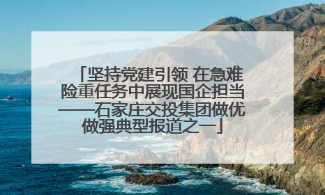 坚持党建引领 在急难险重任务中展现国企担当——石家庄交投集团做优做强典型报道之一