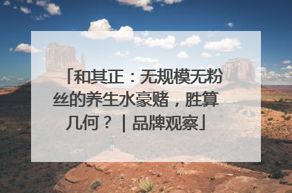 和其正：无规模无粉丝的养生水豪赌，胜算几何？｜品牌观察