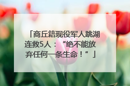 商丘籍现役军人跳湖连救5人：“绝不能放弃任何一条生命！”