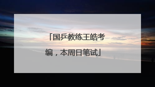 国乒教练王皓考编，本周日笔试