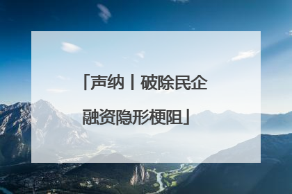 声纳丨破除民企融资隐形梗阻