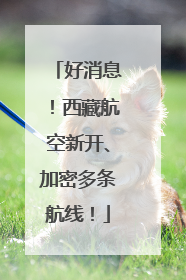 好消息！西藏航空新开、加密多条航线！