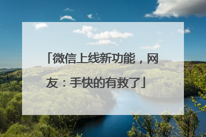 微信上线新功能，网友：手快的有救了