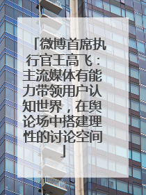 微博首席执行官王高飞：主流媒体有能力带领用户认知世界，在舆论场中搭建理性的讨论空间