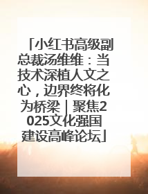 小红书高级副总裁汤维维：当技术深植人文之心，边界终将化为桥梁｜聚焦2025文化强国建设高峰论坛