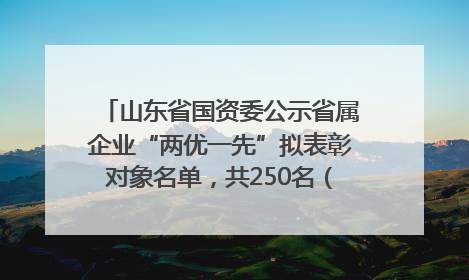 山东省国资委公示省属企业“两优一先”拟表彰对象名单，共250名（个）党员和党组织