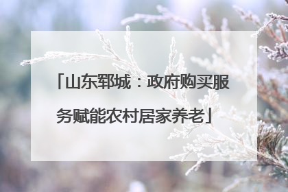 山东郓城：政府购买服务赋能农村居家养老