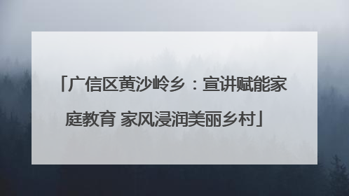 广信区黄沙岭乡：宣讲赋能家庭教育 家风浸润美丽乡村