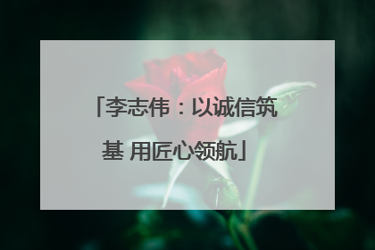 李志伟：以诚信筑基 用匠心领航