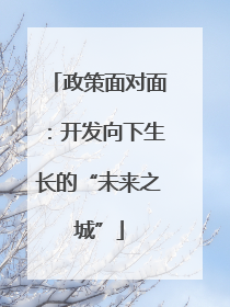 政策面对面：开发向下生长的“未来之城”