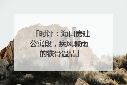 时评：海口房建公寓段，疾风骤雨的铁骨温情