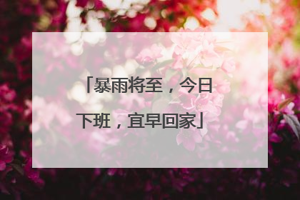 暴雨将至，今日下班，宜早回家