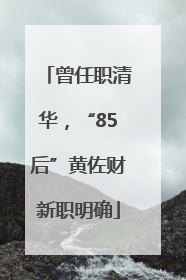 曾任职清华，“85后”黄佐财新职明确