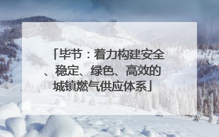 毕节：着力构建安全、稳定、绿色、高效的城镇燃气供应体系