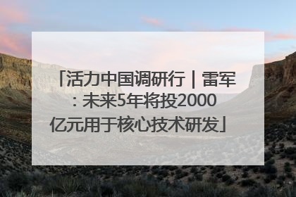 活力中国调研行｜雷军：未来5年将投2000亿元用于核心技术研发