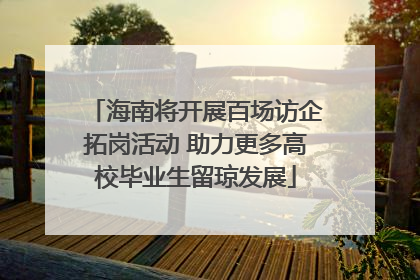 海南将开展百场访企拓岗活动 助力更多高校毕业生留琼发展