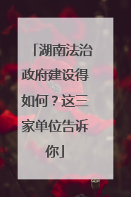 湖南法治政府建设得如何？这三家单位告诉你