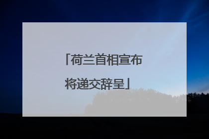 荷兰首相宣布将递交辞呈