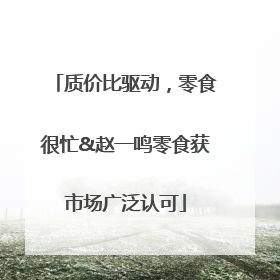 质价比驱动，零食很忙&赵一鸣零食获市场广泛认可