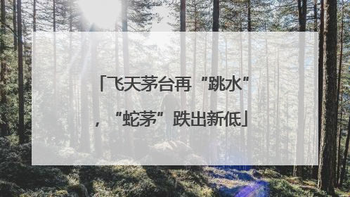 飞天茅台再“跳水”，“蛇茅”跌出新低
