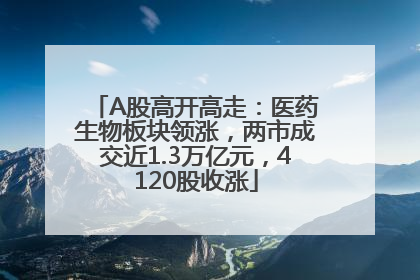 A股高开高走：医药生物板块领涨，两市成交近1.3万亿元，4120股收涨